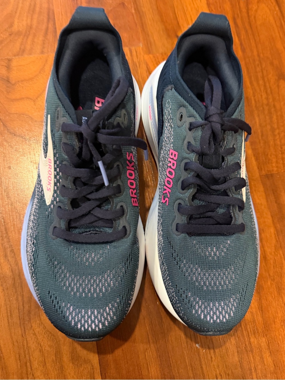 Brooks Women's Dark Teal Running Shoes with Pink Accents